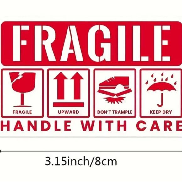 ⛔️ 50 Stickers of Red Fragile Warning Sticker Packaging Self-Adhesive Label ⛔️ - Picture 2 of 3